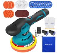 Polisher Buffer Cordless Car Polisher with 2pcs 12V 2.0Ah Batteries, 6 Inch Portable Polishing Waxer Machine Kit 2800-5500 RPM, 8 Variable Speed Cordless Car Buffing Machine with 23 Attachments
