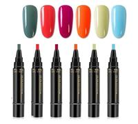Polishey Nail Polish Pen Set - No UV, 3 in 1 Step Gel Nail Varnish, One Step UV Nail Gel for Home and Professional Manicure (6PCS-F)