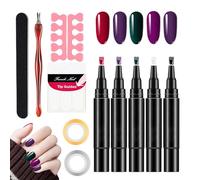 Polishey Nail Polish Pens, 6PCS Nail Varnish Pens 3- in -1 Gel Nail Polish Pen Set,Nail Polish Gel Pen 5ml, Quick-dry -e Step Gel Nail Polish,Nail Varnish Nail Tools For Women Girls
