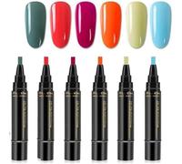 Polishey Nail Polish Pens, 6PCS Nail Varnish Pens 3 In 1 Gel Nail Polish Pen Set, One Step DIY LED Nail Varnish Pens, Nail Polish Pens for Home and Professional Manicure