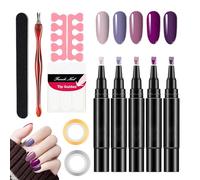 Polishey Nail Polish Pens Uk | 5-PC Nail Varnish Pens With 6 Nail Arts Tools | Quick-dry 3-In 1 Gel Nail Polish Pen | -e Step Gel Nail Polish | DIYS Nail Polish Pen Tools Set For Women Girls
