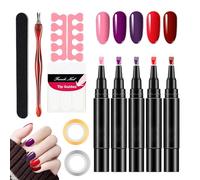 Polishey Nail Polish Pens UK 5PCS Nail Polish Pen Set Nail Arts Pens Set, Quick Dry Polishey Nail Arts Pens One-Step Nail Gel Pen Nail Varnish Pens For Real Nail,Nail Pens Gel Polish