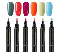 Polishey Nail Polish Pens UK, 6 Colors Nail Varnish Pens Set, Gel Nail Polish Pen, Quick Dry One-Step Gel Nail Polish, Nail Polish Gel Pen 5ml, Soak Off DIYs Nails Art Sets Tools For Women Girls