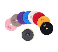 Polishing Pad Set 9Pcs with Suction Cup, Diamond Grit 30 - 3000, 100mm Polishing Plate - Fast Heat Dissipation, Low Noise, Stone and Ceramic Polishing