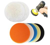 Polishing Pads - 7 PCS Car Polishing Pads Kit for Drill, Sponge Buffing Pads, 125mm 5in Compound Drill Polishing Kit, Buffing Wheel for Drill, Scratch Remover Kit for Auto Polisher, Sanding, Waxing