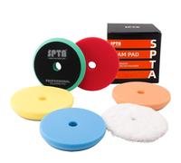 Polishing Sponge, SPTA 5-Piece 150 mm Velcro Waffle Polishing Pad Polishing Sponges Polishing Attachment Wax Sponges Car Sponge Polishing Foam Set