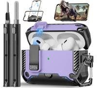 Polislime Compatible with AirPods Pro 2nd/1st Generation Case with Phone Stand,Full Drop Protection Automatic Snap Switch Design with Cleaner Kit for iPod Pro Charging (USB-C/Lightning Cable)