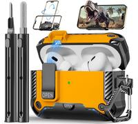 Polislime Compatible with AirPods Pro 2nd/1st Generation Case with Phone Stand,Full Drop Protection Automatic Snap Switch Design with Cleaner Kit for iPod Pro Charging (USB-C/Lightning Cable)