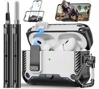 Polislime Compatible with AirPods Pro 2nd/1st Generation Case with Phone Stand,Full Drop Protection Automatic Snap Switch Design with Cleaner Kit for iPod Pro Charging (USB-C/Lightning Cable)
