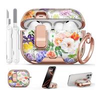 Polislime for AirPod Pro 3 Case 2025, with Safty Lock & Phone Stand for Floral AirPod Pro 3 Generation Case Cover for Women Girly, iPod Pro 3 Cases with Keychain & Cleaner Kit -Seven-Color Flowers