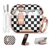 Polislime for AirPod Pro 3 Case 2025, with Safty Lock & Phone Stand for Floral AirPod Pro 3 Generation Case Cover for Women Girly, iPod Pro 3 Cases with Keychain & Cleaner Kit -Small Checkered