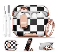 Polislime for AirPod Pro 3 Case 2025, with Safty Lock & Phone Stand for Floral AirPod Pro 3 Generation Case Cover for Women Girly, iPod Pro 3 Cases with Keychain & Cleaner Kit -Large Checkered