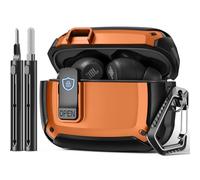 Polislime for JBL Vibe Beam2 Case (2025) / for Beam Case (2023)/ for JBL 200TWS (2022) with Lock Clip & Cleaning Kit,Shockproof Protective Headphone (Orange)