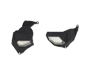 POLISPORT 91112 2 Piece Clutch and Alternator Cover Protector Kit Compatible with Motorcycles Honda Africa Twin 1100L DCT 20-23 Inches in Black