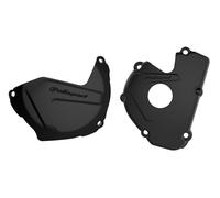 Polisport Clutch Ignition Cover Protectors For Kawasaki KXF250 2017-2020 Black