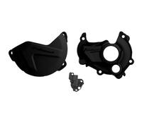 Polisport Clutch & Ignition Cover Protectors For Yamaha YZF250 2015-2018 Black