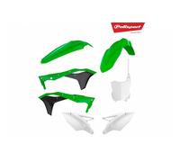 POLISPORT Plastic Kit OEM Color (2017) Green/Black/White Kawasaki KX250F, white
