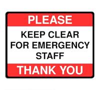 Polite Courtesy Notice Metal Sign for Street House Apartments Flats 15cm x 20cm - Please keep clear for emergency staff