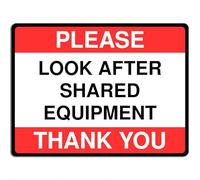 Polite Courtesy Notice Metal Sign for Street House Apartments Flats 15cm x 20cm - Please look after shared equipment