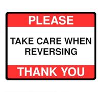 Polite Courtesy Notice Metal Sign for Street House Apartments Flats 15cm x 20cm - Please take care when reversing