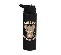 Polite Guilt Mouse Humor Funny Apology Saying Stainless Steel Insulated Water Bottle