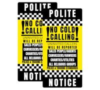 Polite No Cold Calling Door Sticker for Front Door (4.5×9 cm) Pack of 2 - Waterproof, Weatherproof & UV Protected Vinyl Notice Sign, Self-Adhesive Anti-Soliciting Label, No Sales and Canvassing