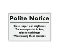 Polite Notice Please Respect Neighbours Sign Safety Restriction Alert Attention Caution Warning Notice Aluminum Metal Tin 8"X12" Sign Plate