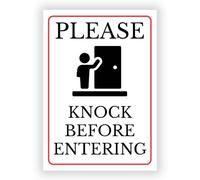 Polite Notice Sign - Please Knock Before Entering - Durable Weatherproof PVC Sign - Bold UV Printed for Indoor & Outdoor Use (No. 030)