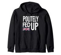 Politely Fed Up Funny British Sarcasm UK Flag Zip Hoodie