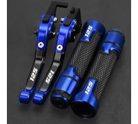 POLITI for Yamaha DT125R 2000-2004 Aluminum Handlebar Grip Foldable Extendable Adjustable Brake Clutch Lever(Blue 1)