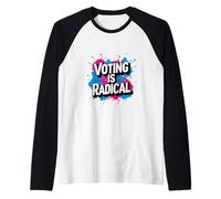 Political Graffiti - Vote, Civic - Voting is Radical Graphic Raglan Baseball Tee