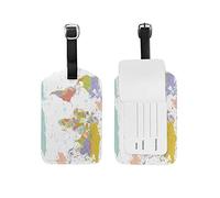 Political Map Luggage Tags Leather ID Label for Kids Boy Girl 1 Piece