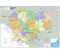 Political Map of Cambodia - Size A2-59.4 x 42cm - Paper Laminated
