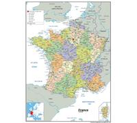 Political Map of France - Size A1-59.4 x 84.1cm - Paper Laminated | Detailed Laminated Wall Map, Ideal For Home, Office Or Classroom Display.