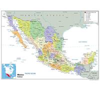 Political Map of Mexico - Size A0-84.1 x 118.9cm - Paper Laminated | Detailed Laminated Wall Map, Ideal For Home, Office Or Classroom Display.