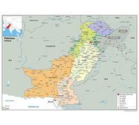 Political Map of Pakistan - Size A2-59.4 x 42cm - Paper Laminated | Detailed Laminated Wall Map, Ideal For Home, Office Or Classroom Display.