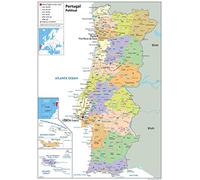 Political Map of Portugal - Size A2-59.4 x 42cm - Paper Laminated