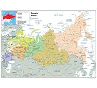 Political Map of Russia - Size A2-59.4 x 42cm - Paper Laminated