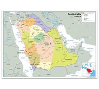Political Map of Saudi Arabia - Size A0-84.1 x 118.9cm - Paper Laminated | Detailed Laminated Wall Map, Ideal For Home, Office Or Classroom Display.