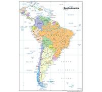 Political Map of South America - Size A0-84.1 x 118.9cm - Paper Laminated