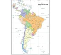 Political Map of South America - Size A2-42 x 59.4 cm - Paper Laminated