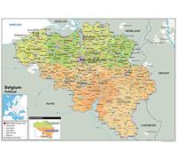 Political Map of the Belgium - Size A0-84.1 x 118.9cm - Paper Laminated | Detailed Laminated Wall Map, Ideal For Home, Office Or Classroom Display.