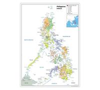 Political Map of the Philippines - Size A2-59.4 x 42cm - Paper Laminated | Detailed Laminated Wall Map, Ideal For Home, Office Or Classroom Display.