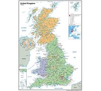 Political Map of the United Kingdom - Size A1-59.4 x 84.1 cm - Paper Laminated