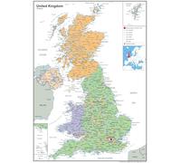 Political Map of the United Kingdom - Size A2-42 x 59.4 cm - Paper Laminated