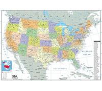 Political Map of the USA - Size A1-59.4 x 84.1cm - Paper Laminated | Detailed Laminated Wall Map, Ideal For Home, Office Or Classroom Display.