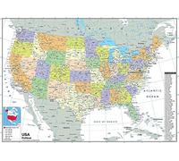 Political Map of the USA - Size A2-59.4 x 42cm - Paper Laminated | Detailed Laminated Wall Map, Ideal For Home, Office Or Classroom Display.