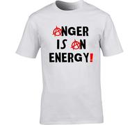 Political Mens T Shirt 100% Cotton Anarchy Anger is an Energy Public Image Ltd Inspired Punk(Small)