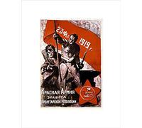 POLITICAL MILITARY RUSSIAN REVOLUTION RED ARMY WORKER FRAMED PRINT B12X11130