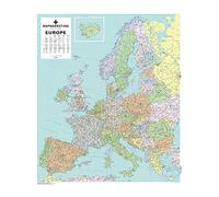 Political Wall Map of Europe includes the latest road network (Black wood frame)